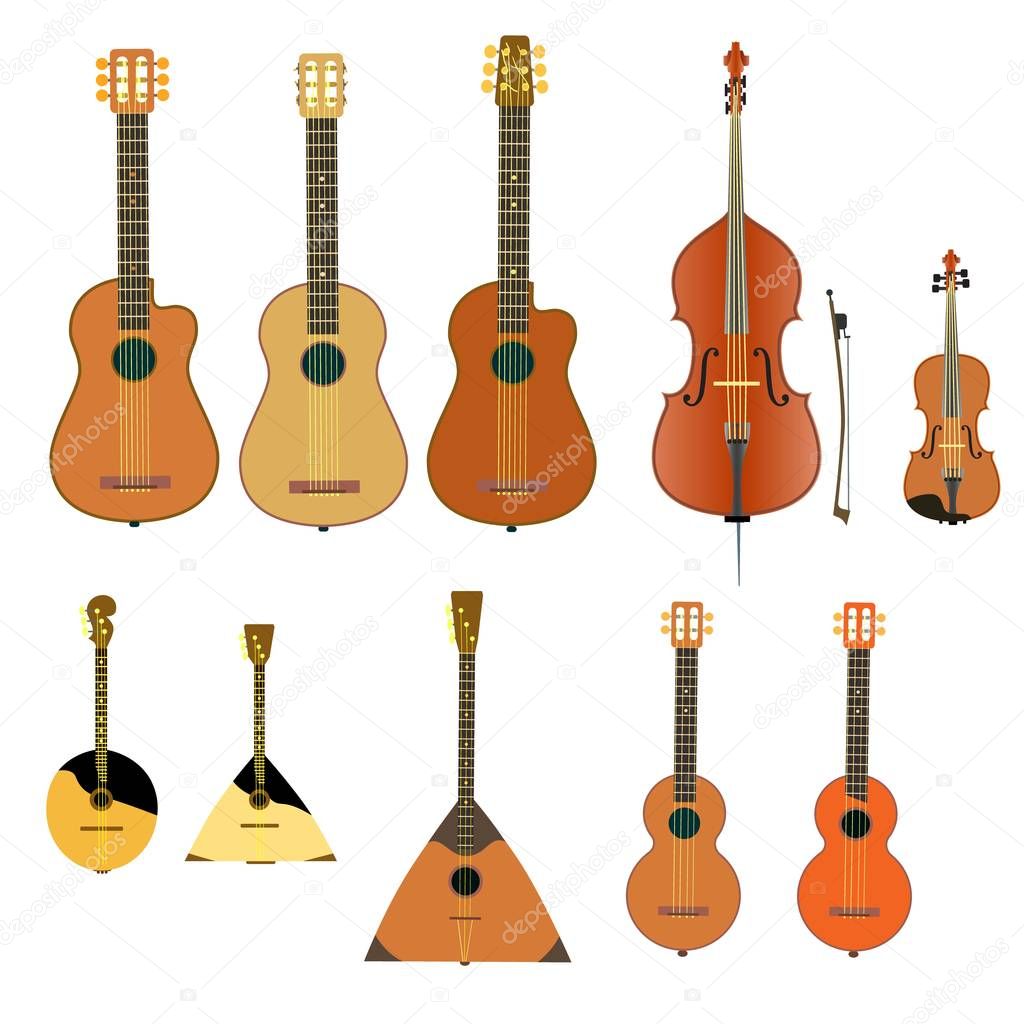 Musical instruments. String and stringed musical instruments.