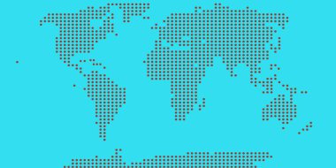 Dünyanın vektör haritası. Düz bir projeksiyonda okyanuslar ve kıtalar.