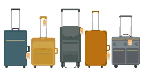 A set of travel bags. Suitcases and bags on wheels. — Stock Vector