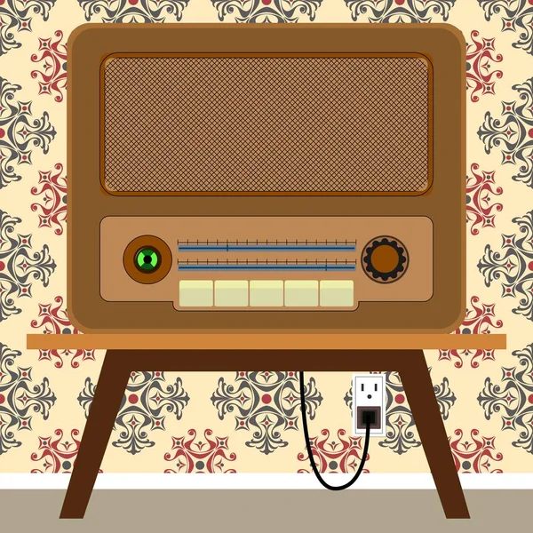 Una vieja radio. La capacidad de escuchar al mundo entero . — Vector de stock