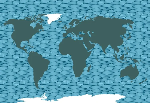 Mapa vetorial do mundo. Oceanos e continentes em uma projeção plana. —  Vetores de Stock