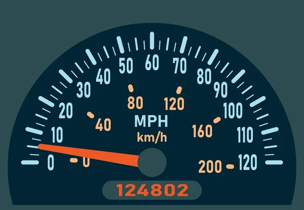 Tachimetro per auto. Controllo della velocità, il percorso verso una guida sicura ed ecologica . — Vettoriale Stock