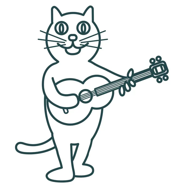 Die Katze spielt Gitarre und singt ein Liebeslied. — Stockvektor