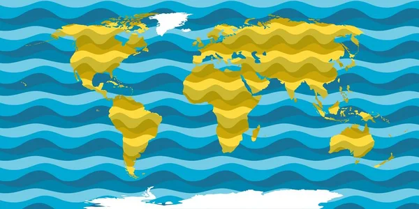 世界のベクトルマップ。平らな投影上の海と大陸. — ストックベクタ