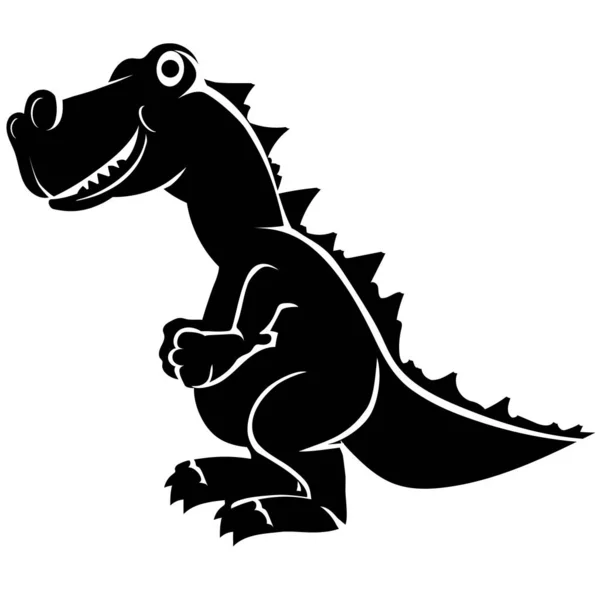 Schwarze Silhouette eines Dinosauriers auf weißem Hintergrund. — Stockvektor
