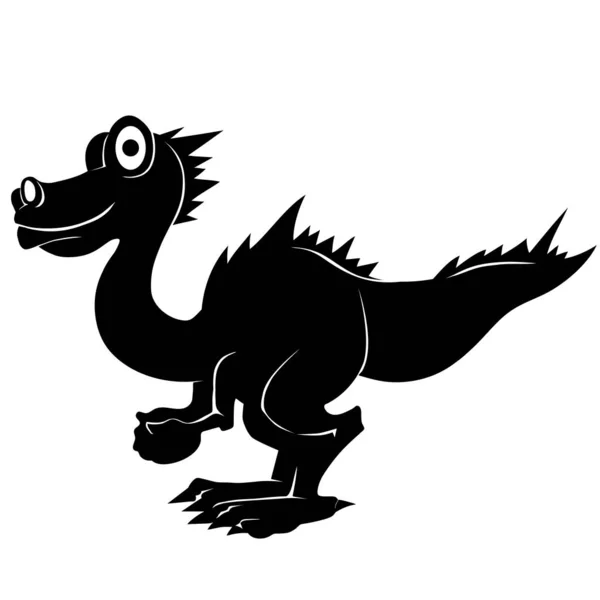 Чёрный силуэт динозавра на белом фоне . — стоковый вектор