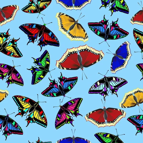 Mariposas de colores sobre un fondo claro. Vector — Vector de stock