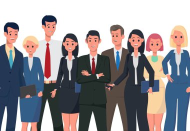 Aynı fikirde olan insanlardan oluşan dost canlısı bir ekip. Vektör