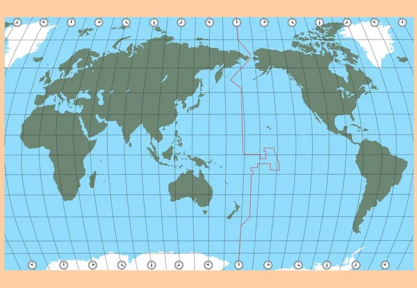 Dünyanın vektör haritası. Düz bir projeksiyonda okyanuslar ve kıtalar. — Stok Vektör