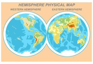 Dünyanın vektör haritası. Düz bir projeksiyonda okyanuslar ve kıtalar.