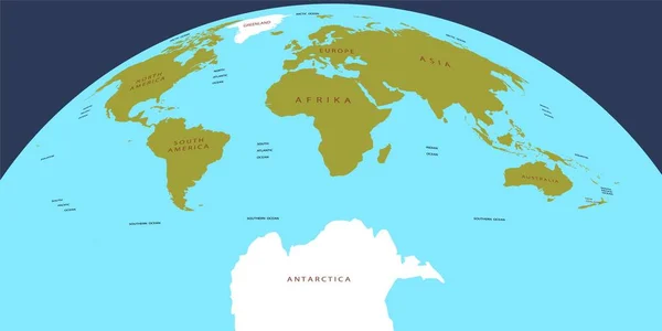 世界のベクトルマップ。平らな投影上の海と大陸. — ストックベクタ