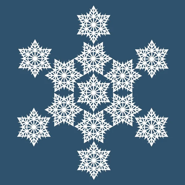 Schneeflocke Winterlese Gefrorene Wasserkristalle Wachsen Einem Sechseckigen Kristall Zusammen Symbol — Stockvektor