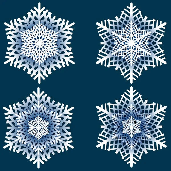 Snowflake Winter Vintage Frozen Water Crystals Grow Together Hexagonal Crystal — Stock Vector