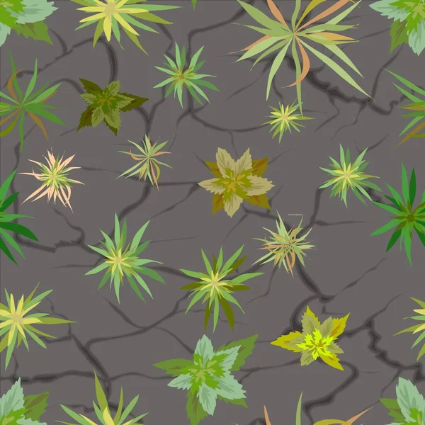 Abstract Patroon Van Planten Die Door Het Asfalt Breken Bloemen Rechtenvrije Stockillustraties