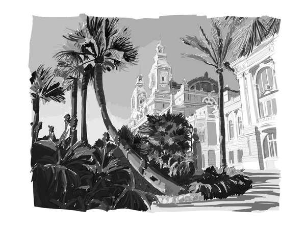 Казино Южной Террасы Пальмы Флоуеры Foreground Мбаппе Карло Монако Европа — стоковое фото