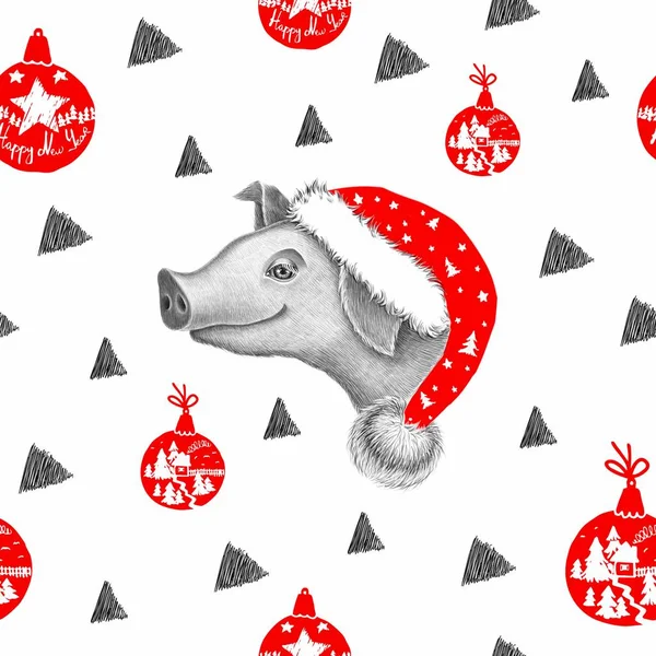 サンタ クロースの帽子の子豚 — ストック写真