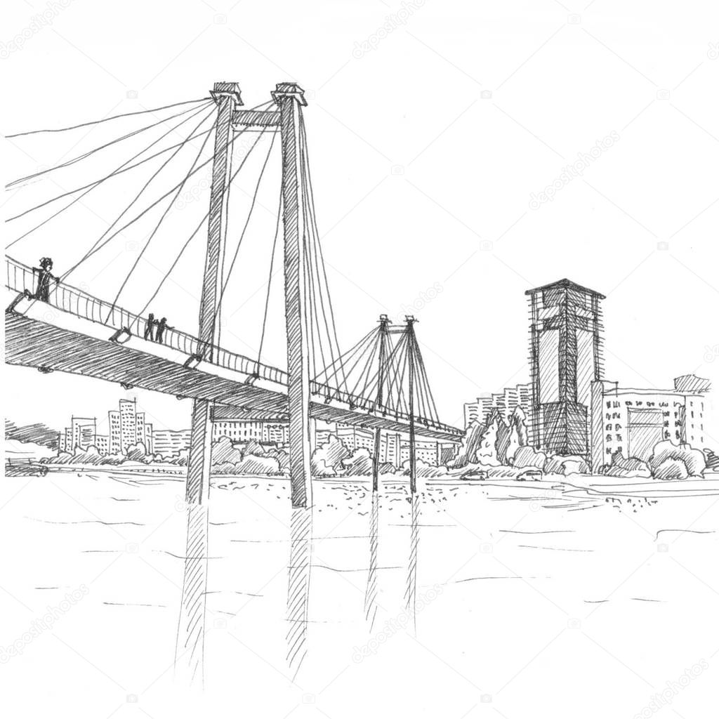 Cable bridge black and white