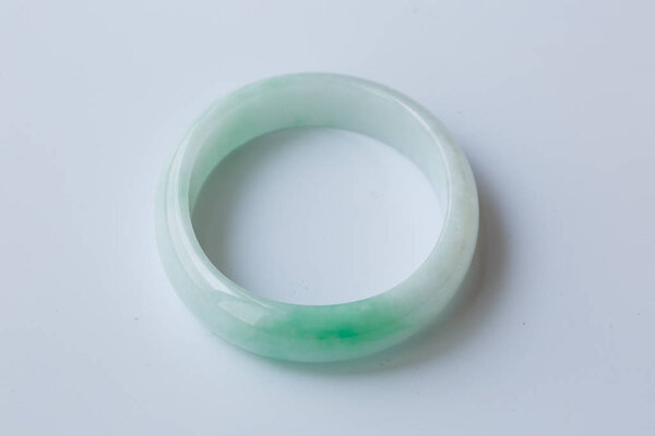 The  close-up of a jade bracelet