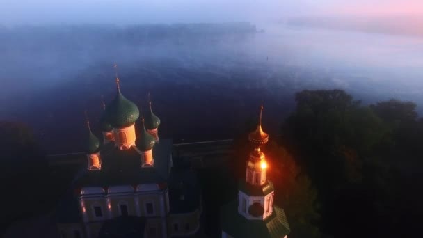 Impresionante Vista Del Amanecer Uglich Río Volga Rusia Hecho Con — Vídeo de stock