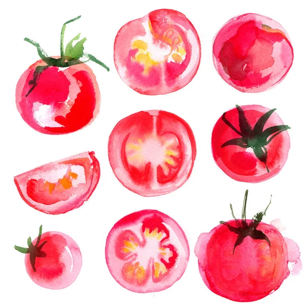 Zestaw pomidory ciągnione Pan Abel tło — Zdjęcie stockowe