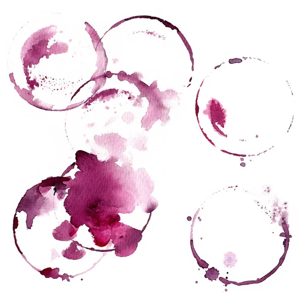 Sklenice na víno s akvarely na bílém pozadí — Stock fotografie