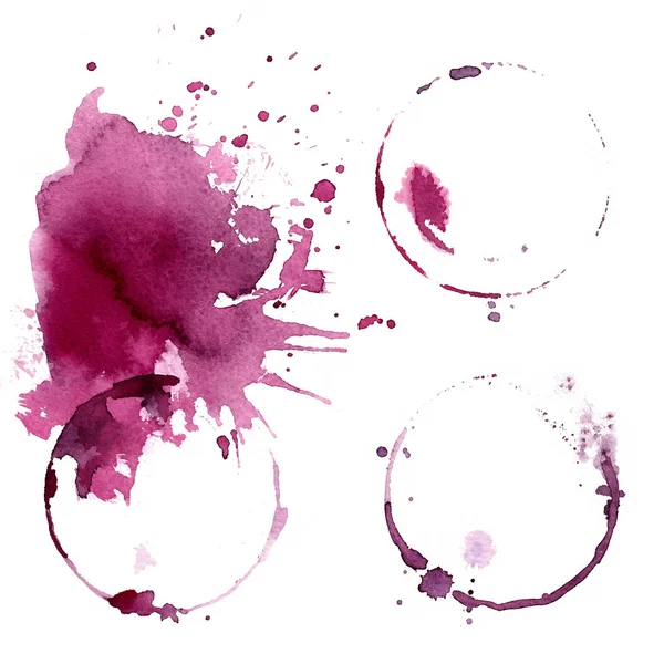 Sklenice na víno s akvarely na bílém pozadí — Stock fotografie