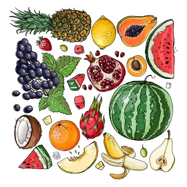 Square of fruit — Stock Vector