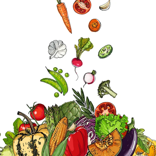 Fyrkantig av färgade grönsaker — Stock vektor