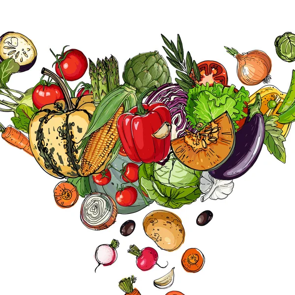 Площадь цветных овощей — стоковый вектор