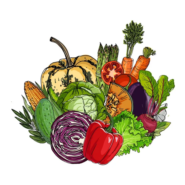 Quadrado de legumes coloridos — Vetor de Stock