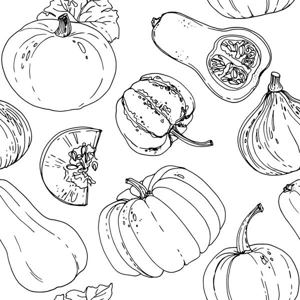 El patrón de línea de verduras pintadas de color dibujado en un blanco — Archivo Imágenes Vectoriales