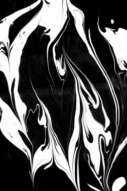 Mermer. Siyah beyaz boya lekesi. Bir kağıt üzerinde bir boya çizim soyut. Boşanma ve lekeleri.