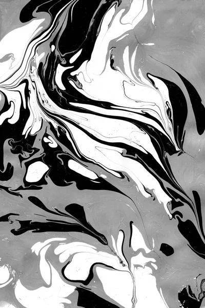 Mármol. Manchas de pintura blanca negra. El dibujo abstracto de la pintura sobre el papel. Divorcios y manchas . — Foto de Stock