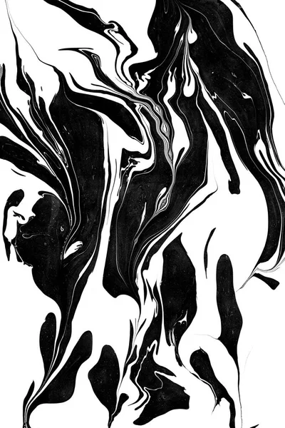 Marmer. Zwartwit verf vlekken. Abstracte tekening van een verf op een papier. Echtscheidingen en vlekken. — Stockfoto