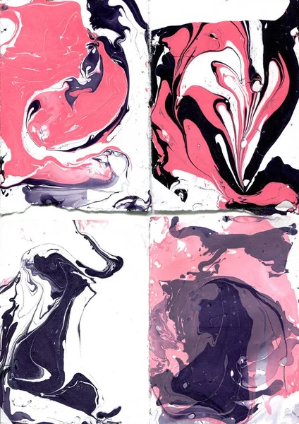 Marmuru. Różowy i fioletowy, w kolorze białym. Abstrakcja rysowanie farby na papierze. Rozwody i plamami. — Zdjęcie stockowe
