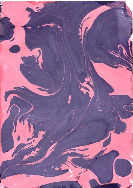 Marmer. Roze en paars, wit van kleur. Abstracte tekening van een verf op een papier. Echtscheidingen en vlekken. — Stockfoto