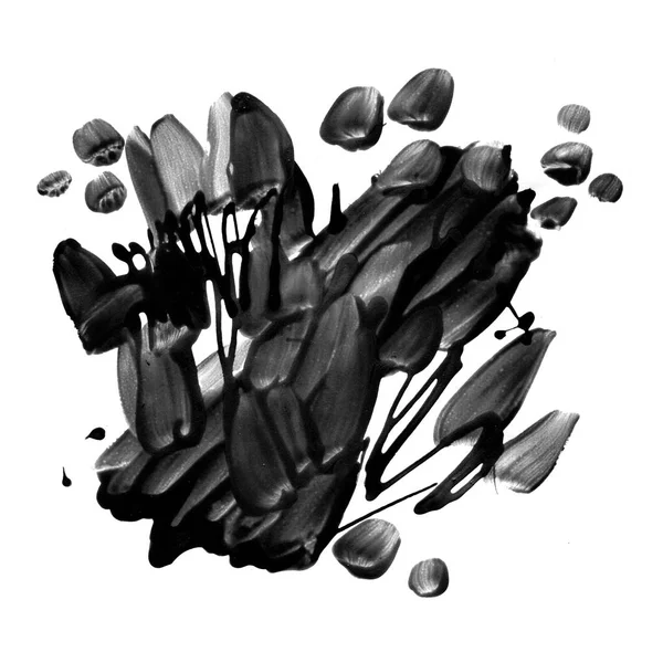 Μαύρο ακουαρέλα κηλίδες σε λευκό φόντο. Αφηρημένη ζωγραφική, τέχνη αφελή. Πιτσιλιές από μελάνι. — Φωτογραφία Αρχείου