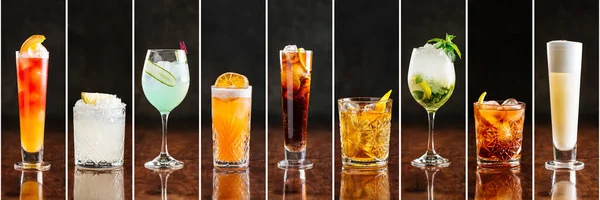 Various cool cocktails beverage collage menu design — Stock Photo, Image