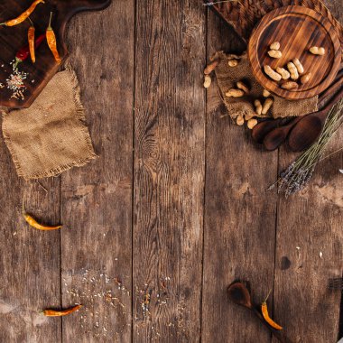 Ahşap yemek fotoğrafı arka plan dekoratif elementler