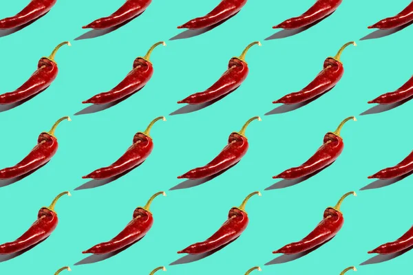 Kék piros forró chili paprika minta tapéta — Stock Fotó