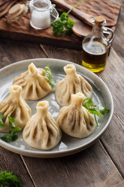 Gürcistan hamur tatlısı khinkali 'ye yakın çekim