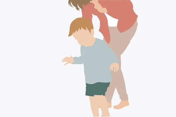 Ilustração Uma Mãe Segurando Sua Criança Bebê Andando Retrato Moderno — Fotografia de Stock