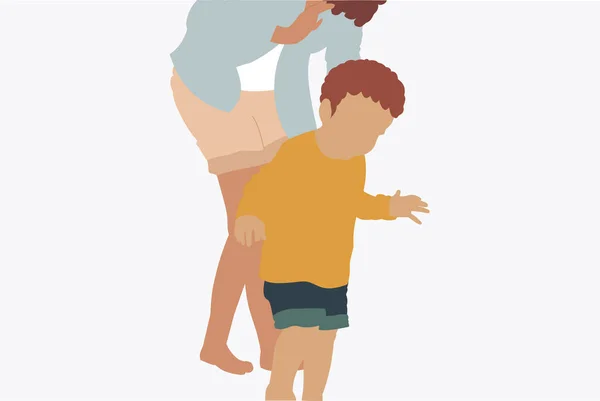 Ilustração Uma Mãe Segurando Sua Criança Bebê Andando Trendy Minimal — Fotografia de Stock