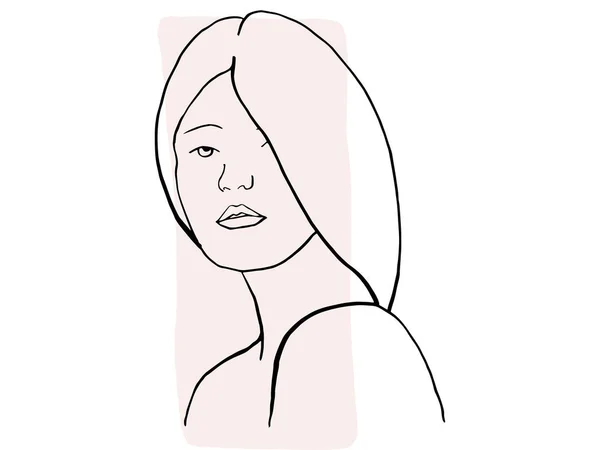Desenho Mão Esboço Retrato Uma Mulher Albino Com Cor Amostra —  Vetores de Stock