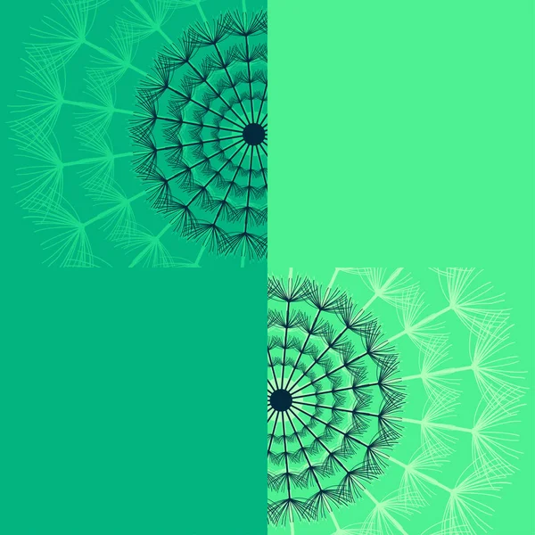 Fundo Verde Bonito Com Dois Dentes Leão Abstratos Estilizados Floral — Vetor de Stock