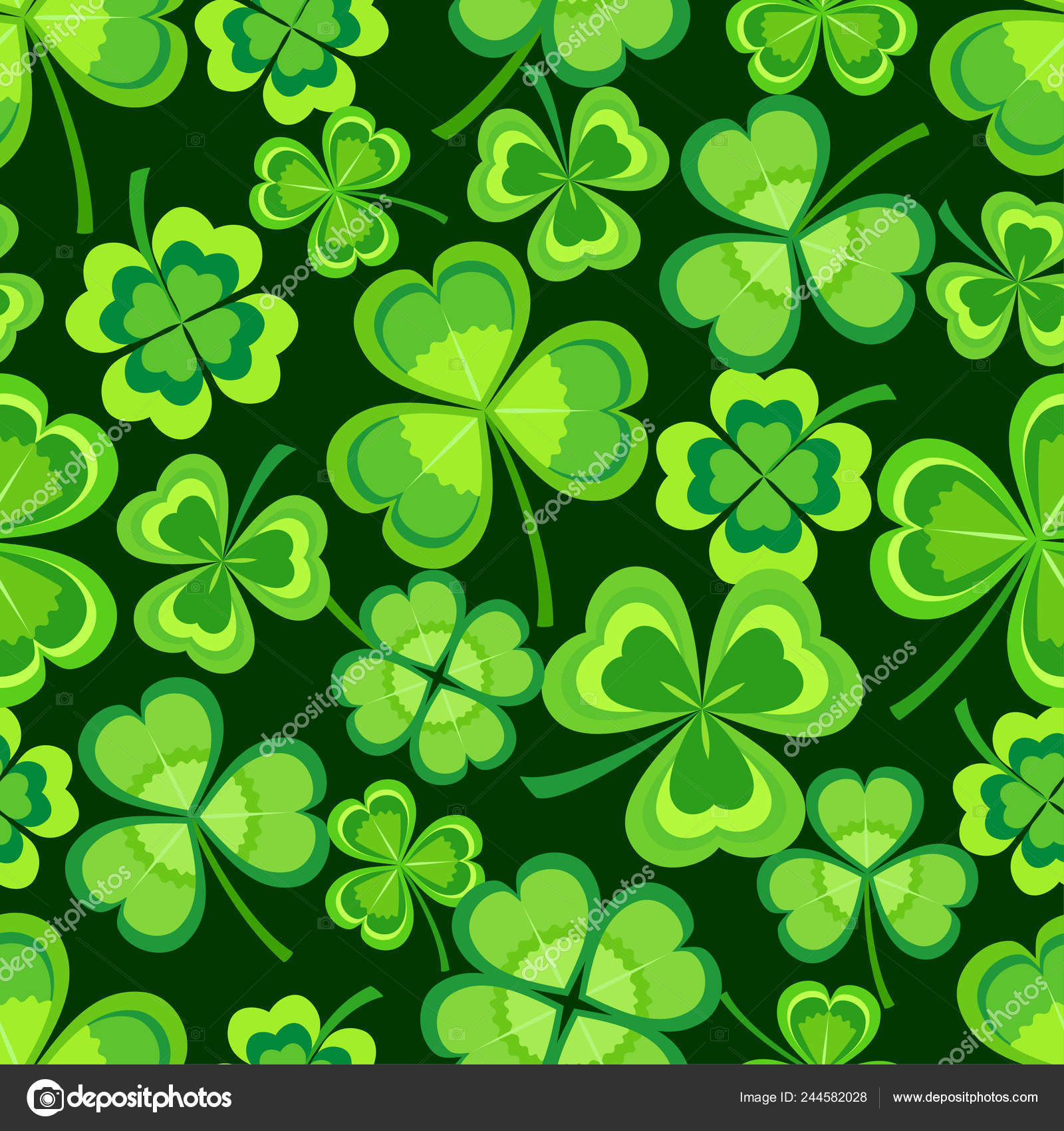Beautiful Stylish Patrick Day Seamless Pattern Green Stylized Leaf Clover Stock Vector C Silvionka
