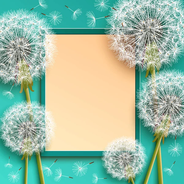 Background with frame and dandelions Royalty Free Stock Vectors