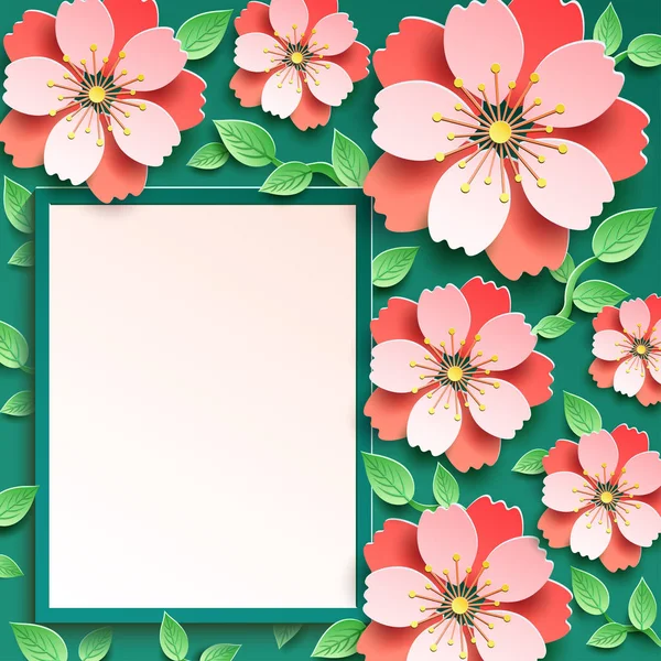 3d sakura çiçekli şenlik arka planı — Stok Vektör