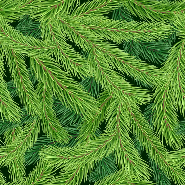 Seamless Pattern Realistic Green Fir Pine Branches New Year Christmas Stock Vector