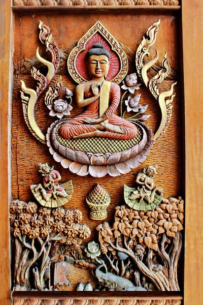 Carved Buddha Image Old Wood — Stock Photo, Image